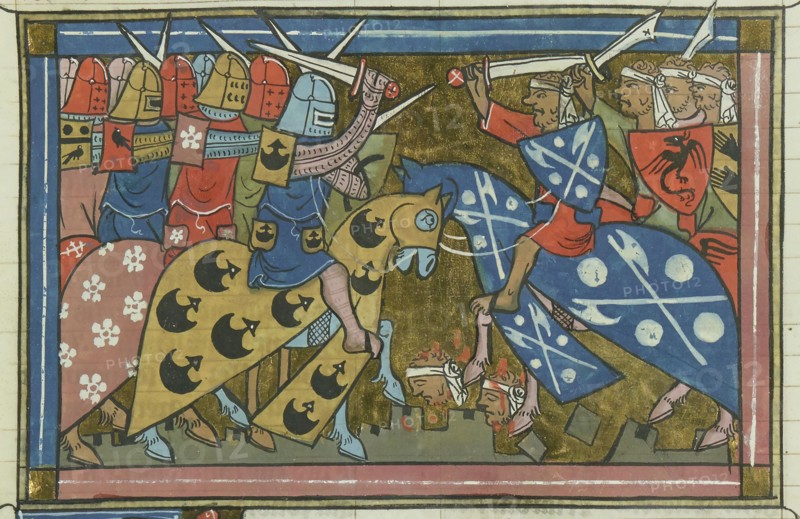 The siege of Damascus in July 1148 (From "Li rommans de Godefroy de Buillon et de Salehadin"), 1337. Creator: Maître de Fauvel (active 1314-1340).