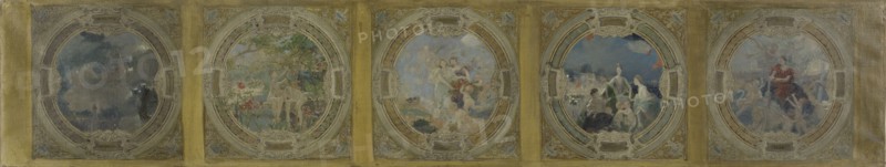 Esquisse pour la galerie Lobau de l'Hôtel de Ville de Paris : L'Industrie. Le Réveil..., 1890. Creators: Georges-Picard Picard, Auguste Charles Risler.
