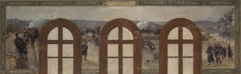 Esquisse pour le cabinet du Préfet à l'Hôtel de Ville de Paris : Batteries du 6ème secteur..., 1889. Creators: René Joseph Gilbert, Henri-Louis Dupray.