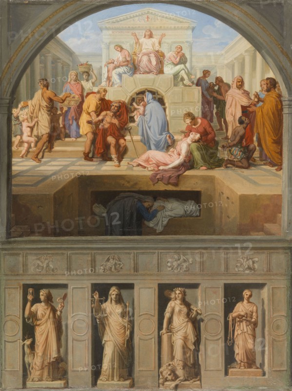 Esquisses pour les églises Saint-Gervais et Saint-Louis-en-l'Ile : La Prudence..., c.1843-1868. Creator: Sébastien Louis Guillaume Norblin de la Gourdaine.