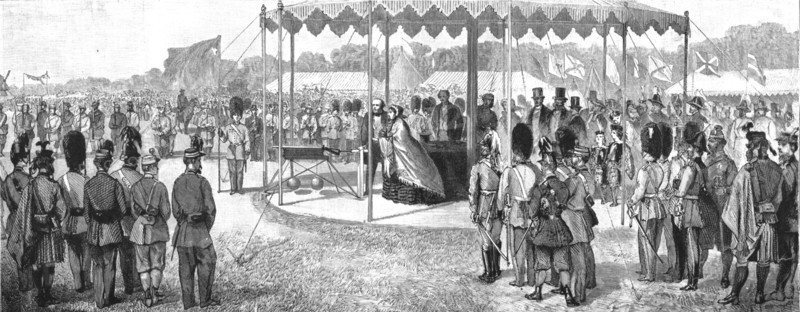 'The National Rifle Association Meeting - Her Majesty the Queen firing the first shot 1860 ', 1890. Creator: Unknown.
