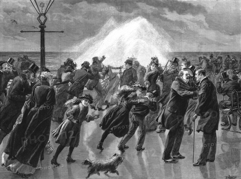Church Parade at Brighton. A blustery day', 1890. Creator: Robert Barnes.