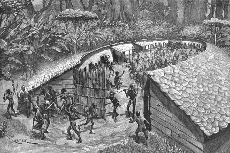 In Darkest Africa - Illustrations from Mr Stanley's Great Book, Iyugu: A Call to Arms, 1890. Creator: Unknown.