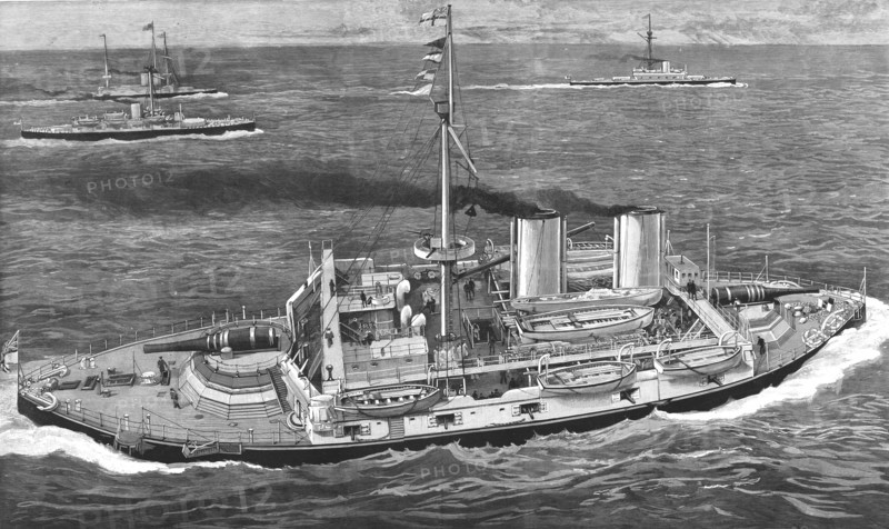 ''View of the Deck of a First Class Battleship; HMS"Benbow"', 1890. Creator: Unknown.