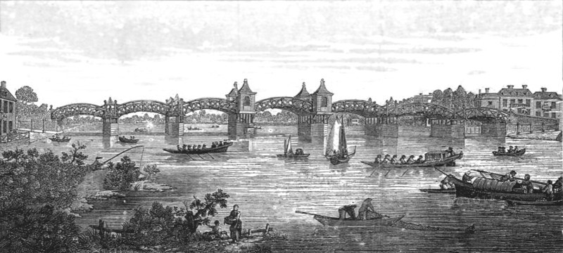 ''View of the Old Wooden Bridge at Hampton Court, constructed 1753', 1890. Creator: Unknown.