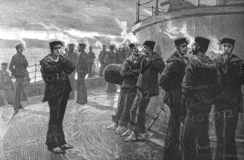 ''The Naval Manoeuvers - Jack's morning pipe', 1890. Creator: Charles Joseph Staniland.