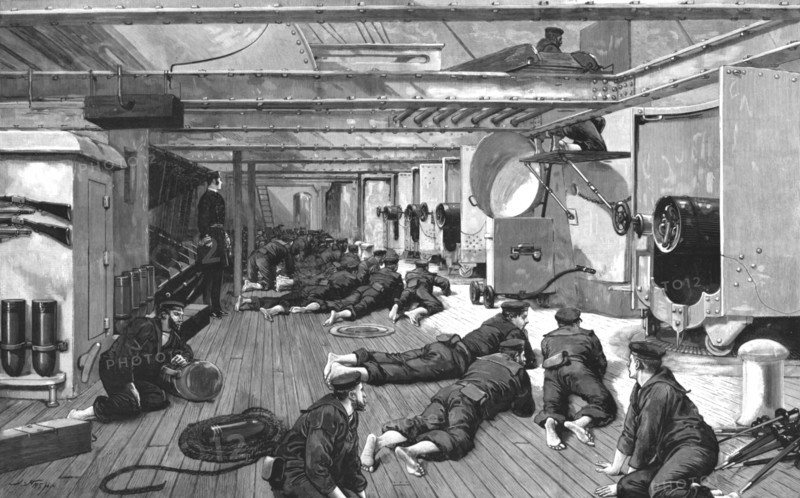 ''The Naval Manoeuvers - Firing of one of the Big Guns by Electricity', 1890. Creator: Unknown.