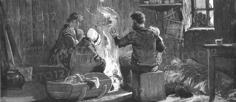 'The Newfoundland Fisheries Question - Interior of a British Fisherman's Hut, 1890 Creator: Unknown.