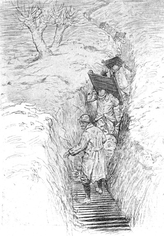 ''Le second hiver aux tranchees; le "plancheiage" d'un boyau.', 1916. Creator: Unknown.