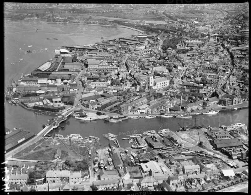 Poole Old Town and the waterfront, Poole, 1936.
