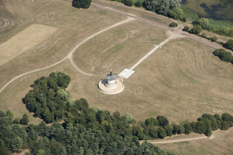The Peace Pagoda built by the monks and nuns of the Nipponzan Myohoji Buddhist order, Willen, Milton Keynes, 2018.