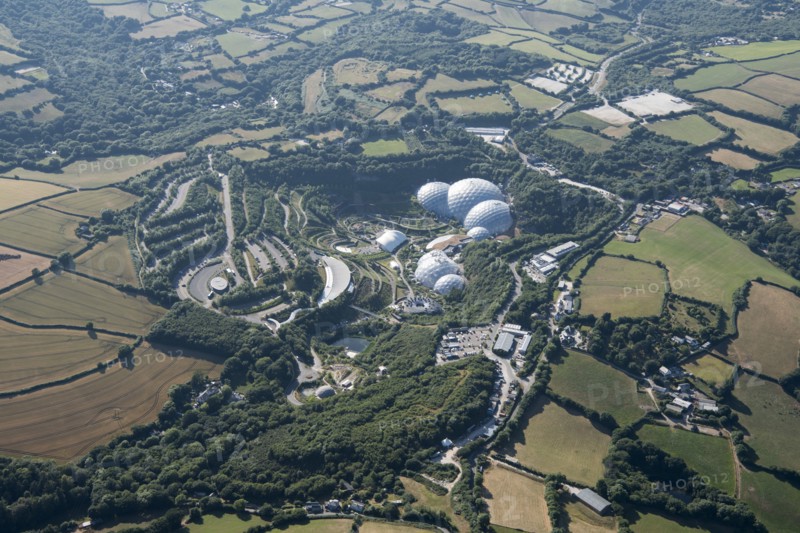 The Eden Project, in the old china clay pit at Bodelva, Cornwall, 2018.