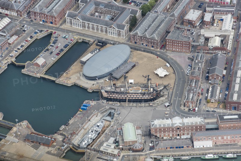The dockyard, HMS Victory and the Mary Rose Museum, Portsmouth, City of Portsmouth, 2018.
