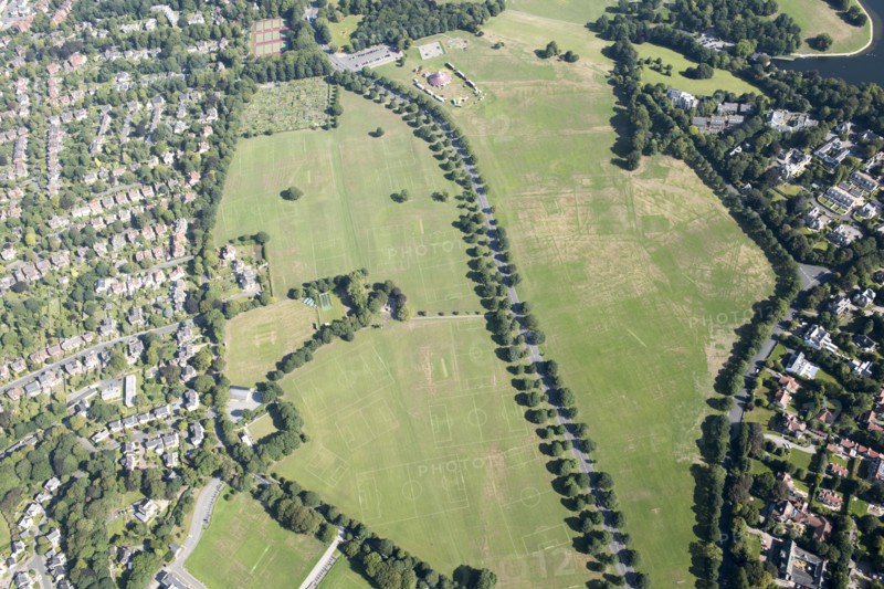 A palimpsest of sports pitches at Roundhay Park, Leeds, 2018.