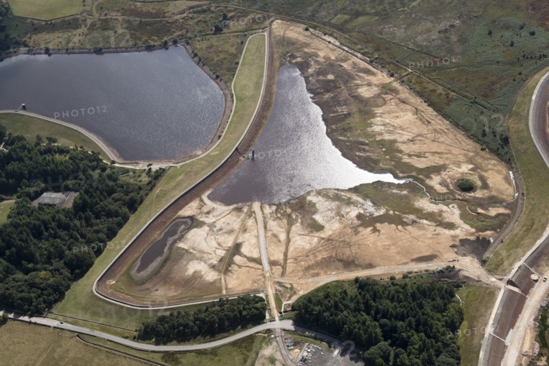 Redmires Reservoirs drained for repair, Sheffield, 2018.