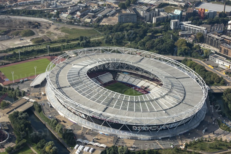 London Stadium, home of.West Ham Football Club, Stratford Marsh, London, 2021. Creator: Damian Grady.