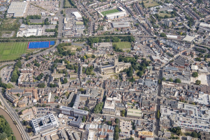 The City of Gloucester and Gloucester Cathedral, Gloucestershire, 2021.