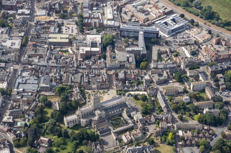 The City of Gloucester and Gloucester Cathedral, Gloucestershire, 2021.