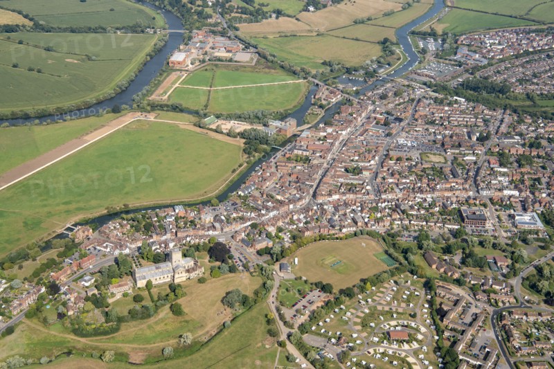The town and St Mary's Abbey, Tewkesbury, Gloucestershire, 2021.