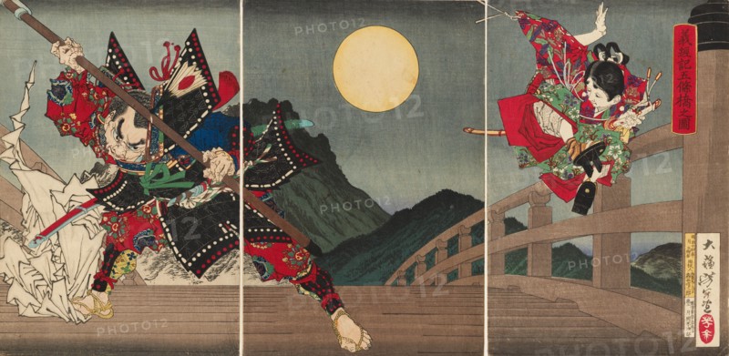 Yoshitsune and Benkei at Gojo Bridge, 1881.