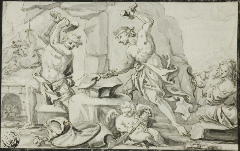 Vulcan Making Arms for Achilles, while Venus and Cupid Look On, n.d.