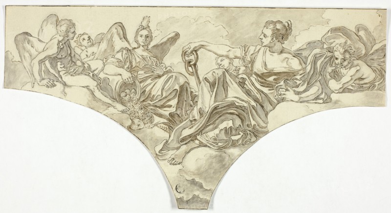 Spandrel Decoration with Seated Allegorical Figures of Hope and Concord, n.d.