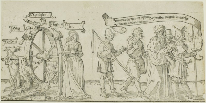 The Michelfeldt Tapestry (Allegory on Social Injustice), first part of three, 1526. Creator: Albrecht Durer.