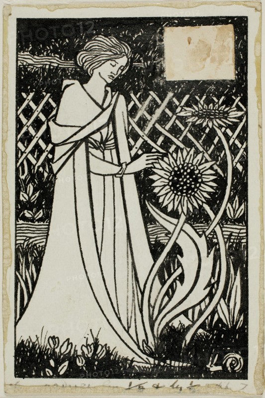 Decorative Study: Woman with Sunflowers, 1892/98. Attributed to Aubrey Beardsley.