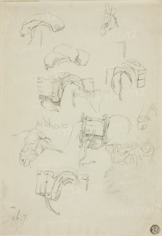 Sheet of Sketches: Details of a Donkey and Accoutrements, n.d. Attributed to Charles Émile Jacque.