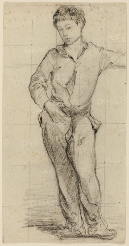 Young Man Standing (Léon Leenhoff) (recto); (Sketch of Standing Boy (verso)), 1864/65. Attributed to Édouard Manet