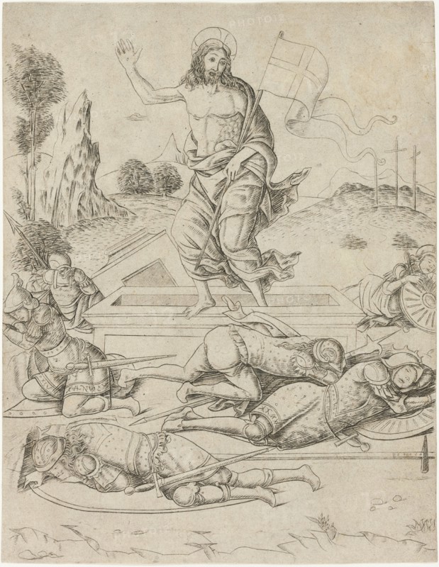 The Resurrection, plate eleven from the Life of the Virgin and Christ, c. 1470. Attributed to Francesco Rosselli.