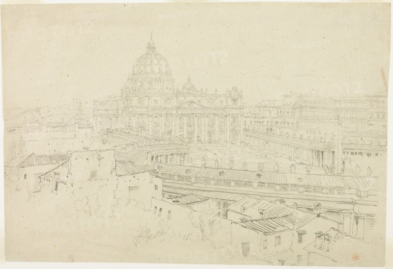 View of Saint Peter's in Rome, n.d. Attributed to Jean-Auguste-Dominique Ingres.