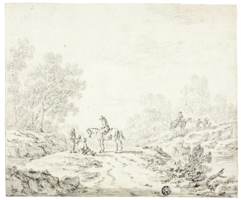 Travellers in a Landscape, n.d. Attributed to Johann Christophe Dietzsch.
