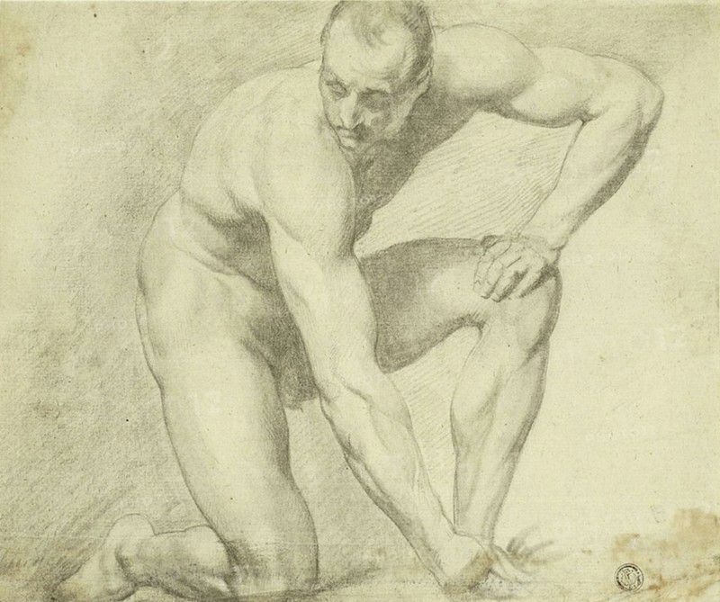 Male Nude Stooping, 1790/99. Attributed to Joseph Mallord William Turner.