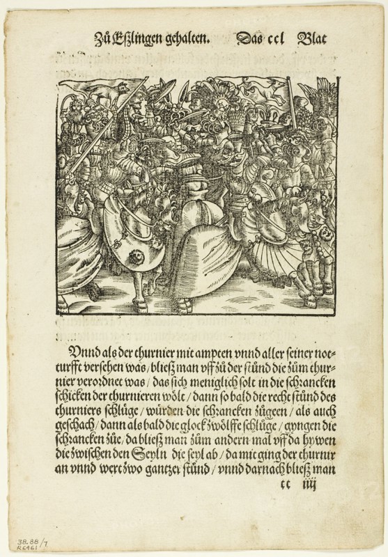 Illustration from Turnierbuch (Tournament Book), plate seven from Woodcuts from Books...1937. Creator: Monogrammist H.H..