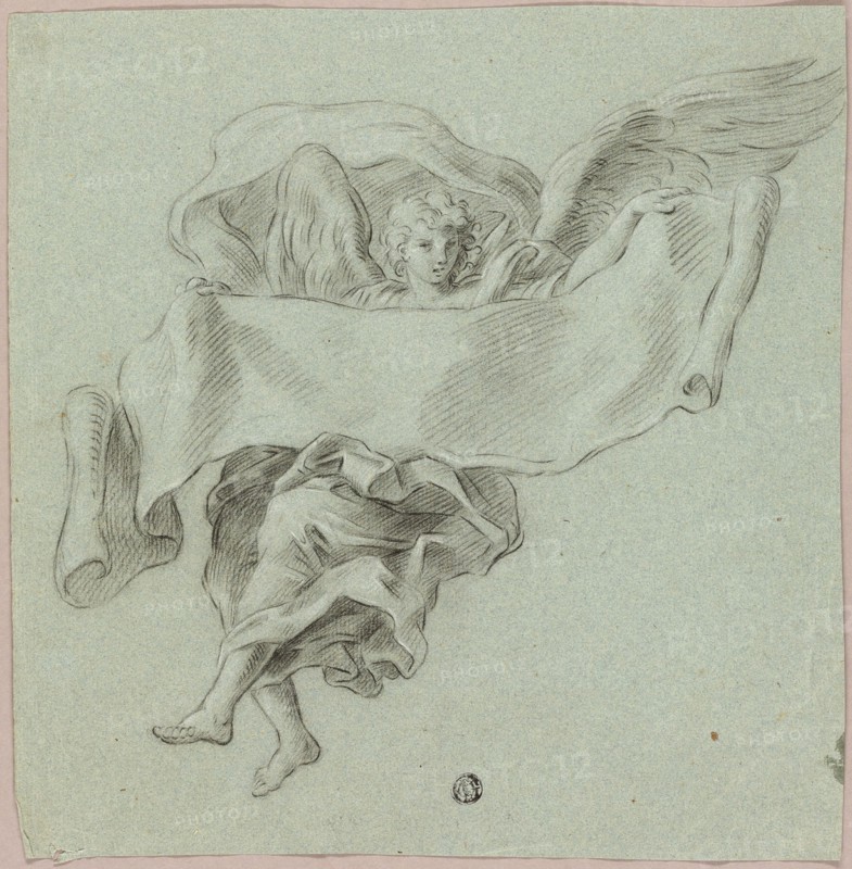 Angel with Putti Carrying Object, n.d. Attributed to Sebastiano Conca.