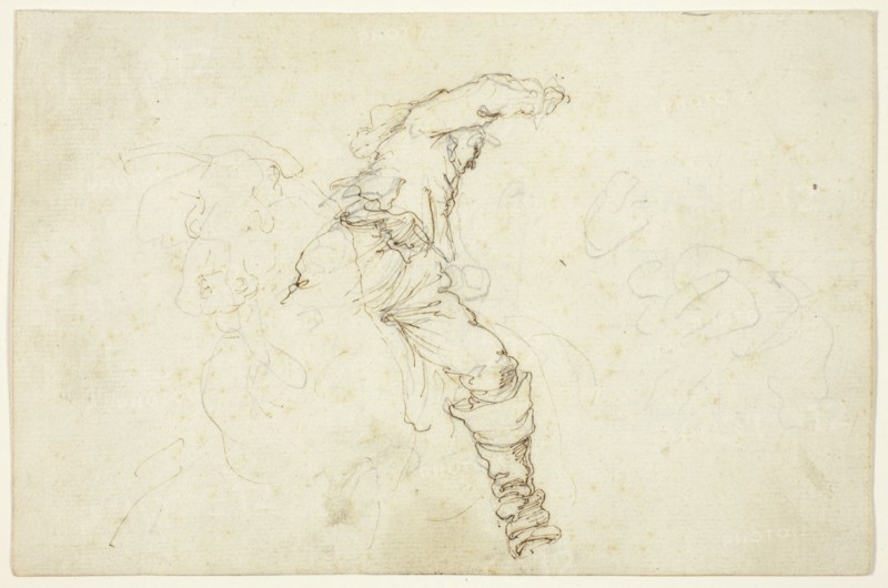 Man on Horseback, Raising Right Arm, n.d. Attributed to Stefano della Bella.