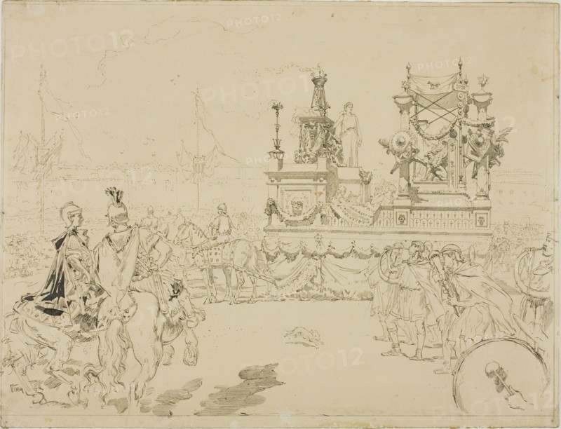 Scene from the Fêtes de Rennes, c. 1880. Festival at Rennes.