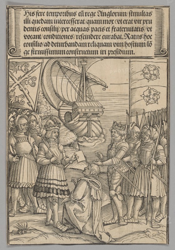 Maximilian and Henry VII of England, plate 11 from Historical Scenes from the Life...printed c. 1520 Creator: Erhard Schön.