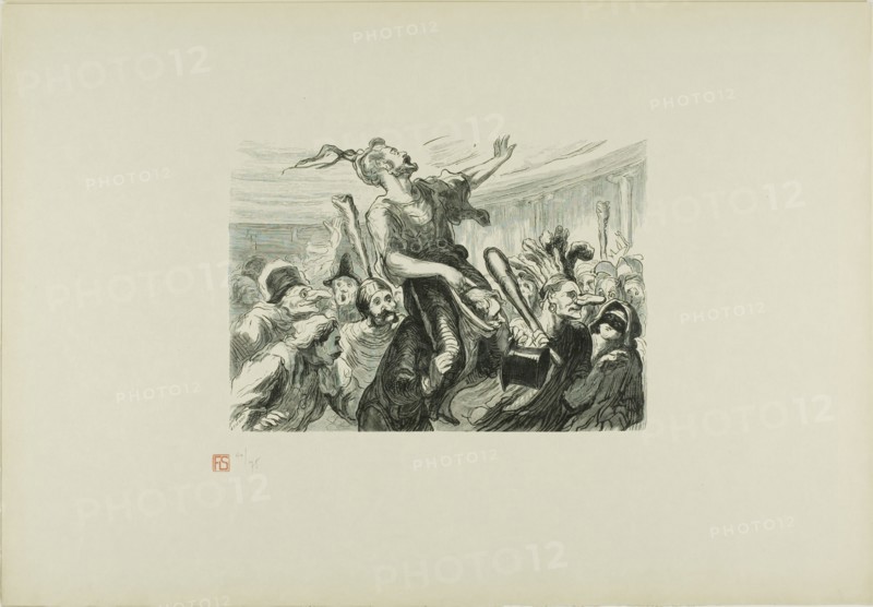 At the Opera Ball - Lent - Long live the smartly dressed crowd!, 1868, printed 1920. Creator: Etienne Carjat.