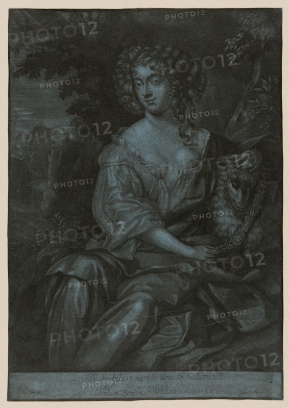 Portrait of Nell Gwyn as a Shepherdess Garlanding a Lamb, c. 1678. Actress, and mistress of King Charles  II.
