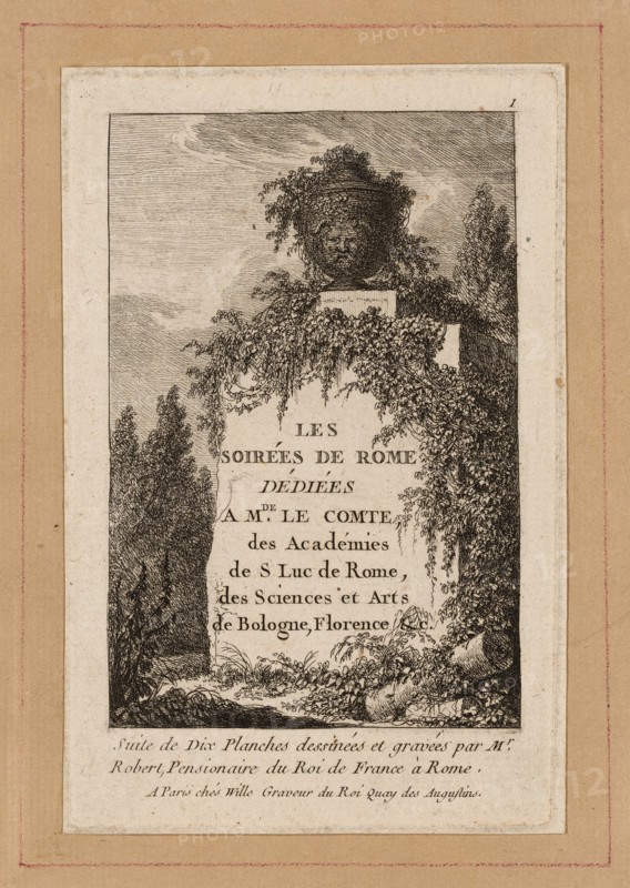 Plate One from Evenings in Rome, 1763/64. Creator: Hubert Robert.