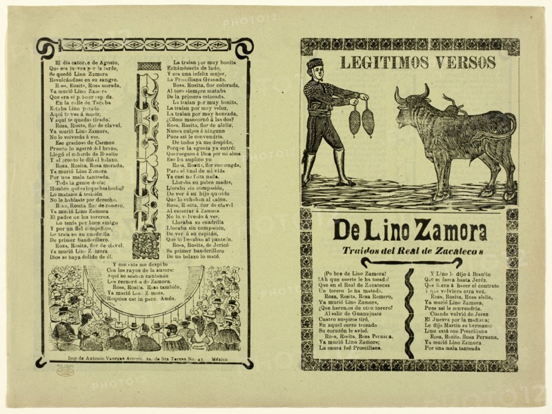 True Verses about Lino Zamora, 1911.