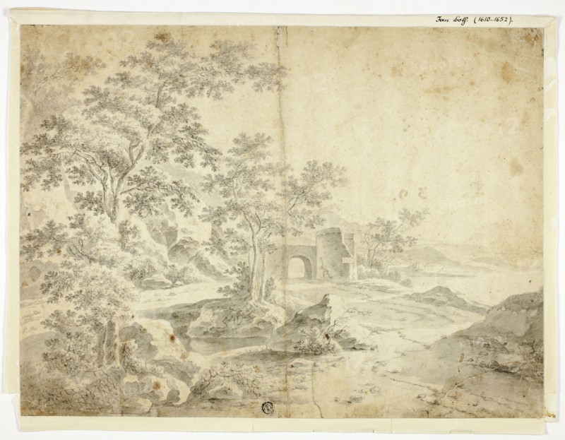 Landscape with Ruin by Water, n.d. Possibly by a follower of Jan Both.