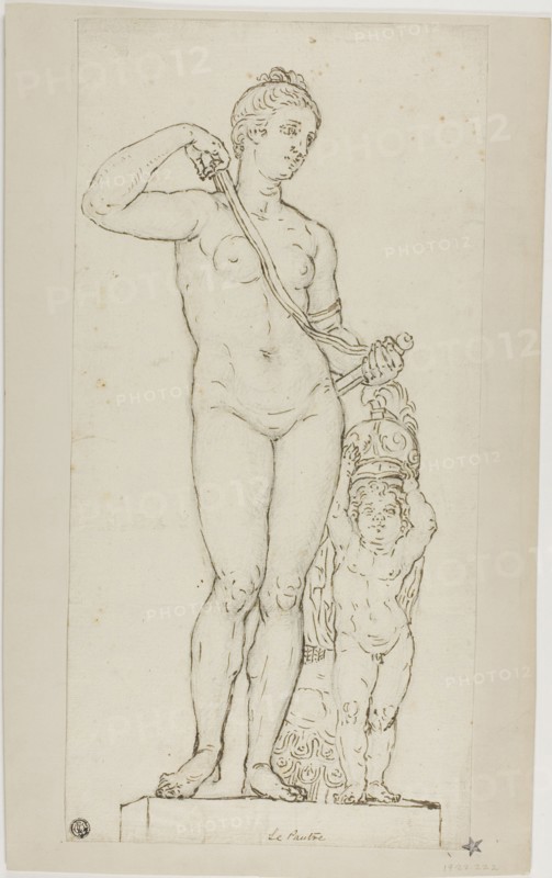Sculpture of Venus and Cupid, with Mars' Armor, n.d. Possibly after Jean Le Pautre.