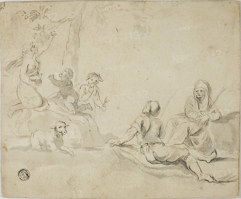 Apple Harvesters and Resting Shepherds, n.d. Possibly after Salvator Rosa or possibly after Marco Ricci.
