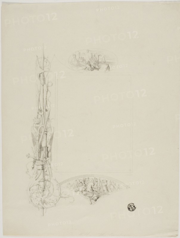 Vignette for Menu Card Decorated with Arms and Heroic Scenes, n.d.