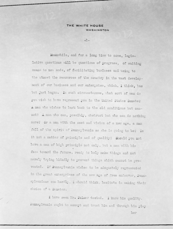 Copy of Letter On White House Stationery, October 20, 1914. Creator: Harris & Ewing.