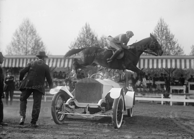 Horse Shows - Ralph Coffin Jumping His Horse Over Sylvanus Stoke's Rolls Royce, 1916.