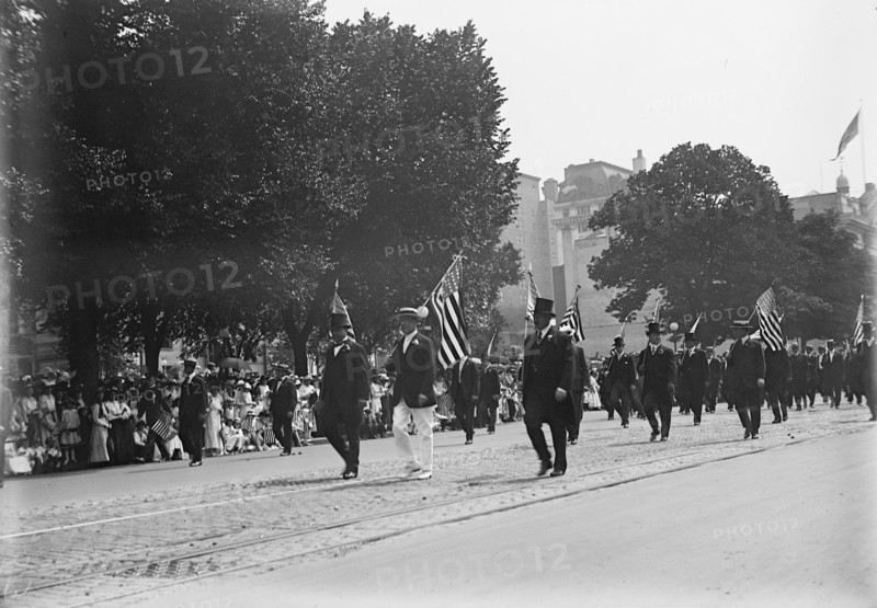 Preparedness Parade - President Wilson, William F. Gude, And Randolph Kauffmann Leading..., 1916. Creator: Harris & Ewing.